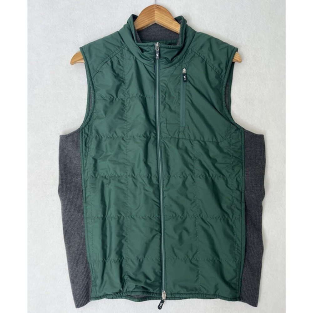 Fairway & Greene Green Quilted Front Vest with Charcoal Knit Sides